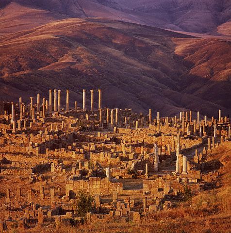 Vue générale des ruines de Djemila et ses axes